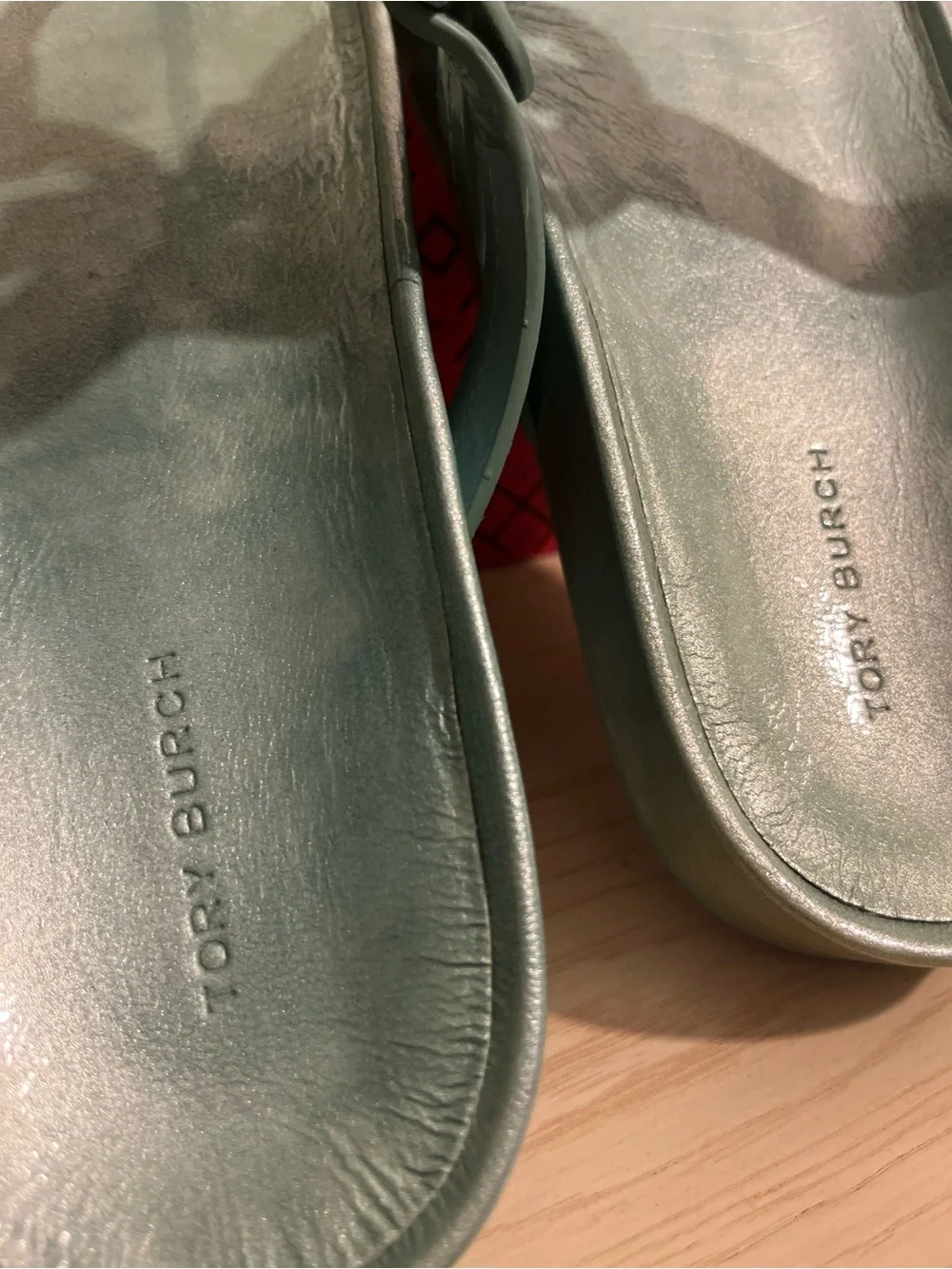 Tory Burch Metallic Seafoam Green Miller Thong Sandals